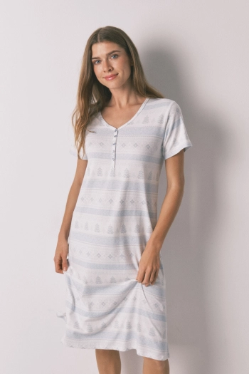 Ночная сорочка миди с новогодним принтом