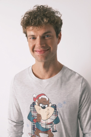 Довга чоловіча піжама зі 100% бавовни