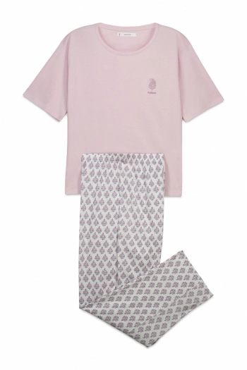 Розовая пижама из 100% хлопка с принтом