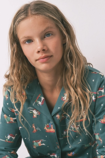 Дитяча бавовняна піжама з принтом у вигляді собак