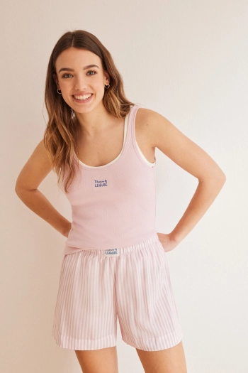 Короткая пижама в розовую полоску
