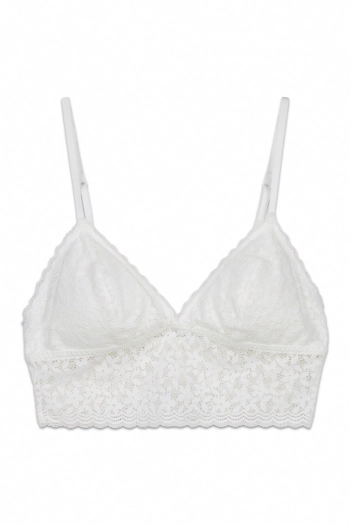 Белый кружевной бюстгальтер бралетт треугольной формы