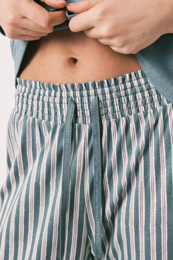 Піжама довга зелена в смужку