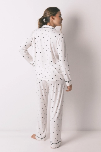 Довга піжама з принтом у вигляді сердечок.