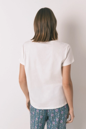 Бавовняна футболка з вишивкою та ґудзиками