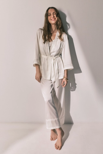 Довга піжама та халат із сатину