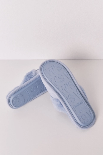 Лілові капці-мокасини зі штучним хутром