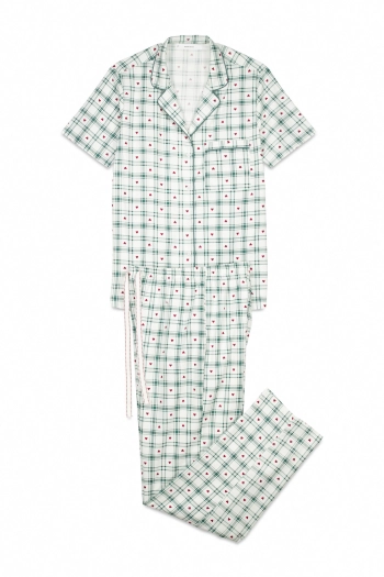Хлопковая пижама рубашечного кроя с рождественским принтом