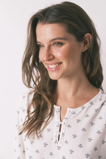 Хлопковая ночная сорочка с длинным рукавом и цветочным принтом