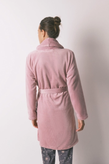 Рожевий оксамитовий халат міді з флісу