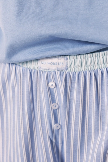 Коротка піжама з бавовни з штанами в смужку