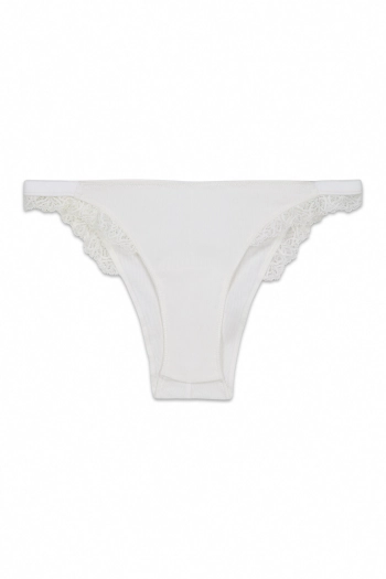 Белые хлопковые трусики-бразилиана в рубчик