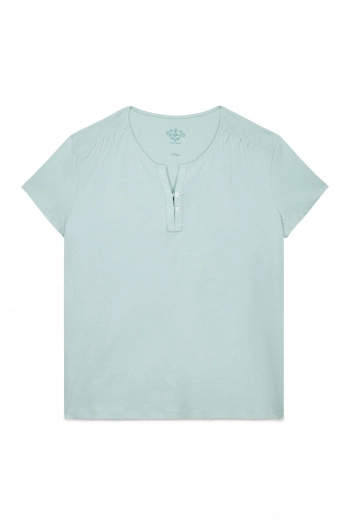 Бавовняна футболка з вишивкою та ґудзиками