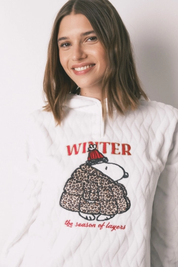 Короткая флисовая ночная сорочка с капюшоном Snoopy