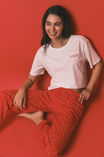 Довга бавовняна піжама з принтом