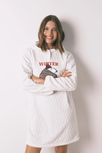 Короткая флисовая ночная сорочка с капюшоном Snoopy