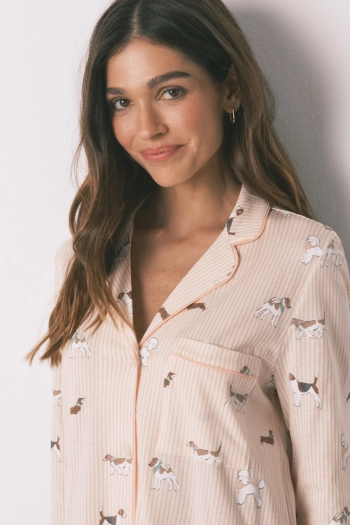 Нічна сорочка середньої довжини з бавовни з принтом