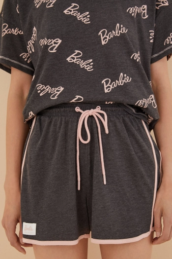 Короткая хлопковая серая пижама Барби