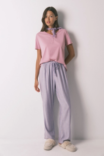 Длинные фланелевые брюки в разноцветную полоску