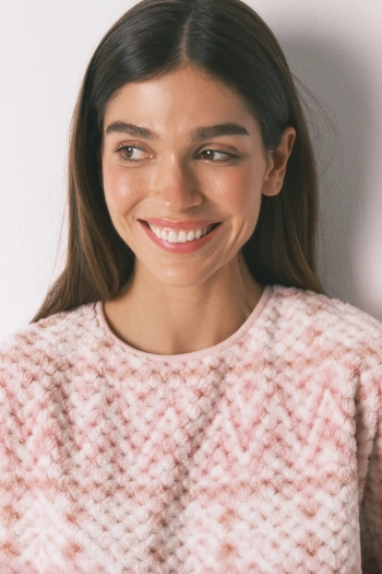 Рожева флісова піжама з орнаментом