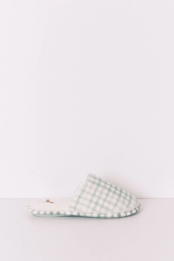 Домашние тапочки из флиса в зелёную клетку