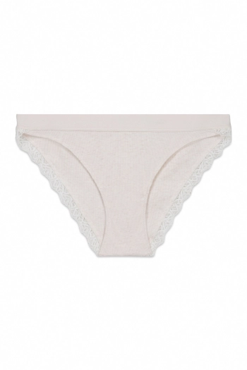 Бежеві класичні бавовняні трусики в рубчик