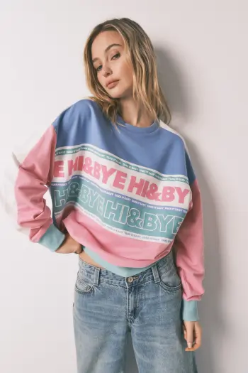 Свитшот из хлопкового флиса color block