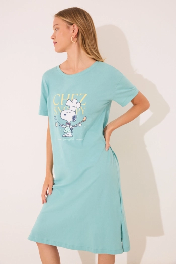 Длинная ночная рубашка Snoopy зеленого цвета из хлопка