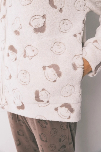 Білий короткий халат зі штучної овчини Snoopy