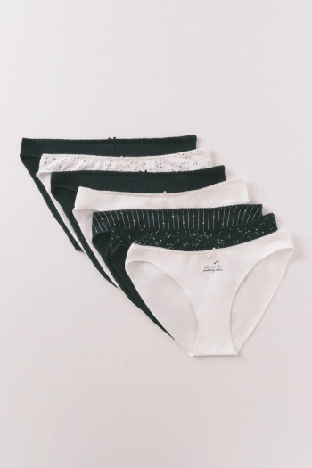 Набір із 7 класичних трусиків із бавовни в чорному та білому кольорах