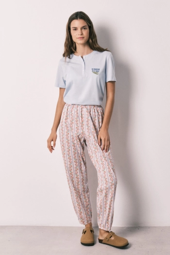 Штани carrot зі 100% бавовни з квітковим принтом