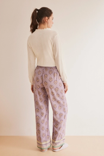 Довгі піжамні штани з віскози з квітковим принтом