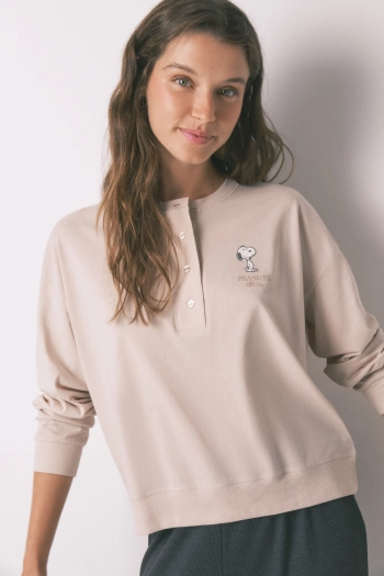 Довга піжама Snoopy бежевого кольору з бавовни