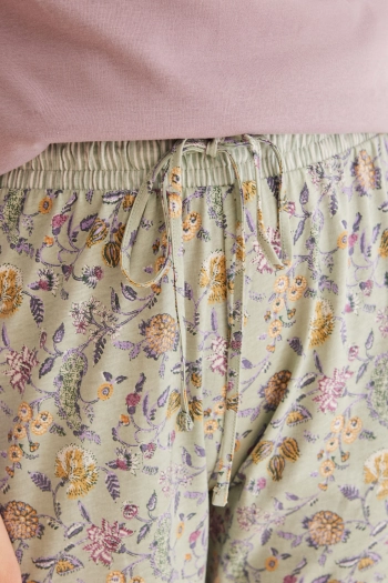 Длинные узкие пижамные штаны из хлопка с цветочным принтом