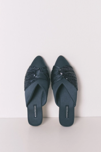 Домашние тапочки атласные синие