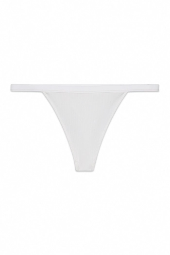 Белые хлопковые трусики-танга в рубчик