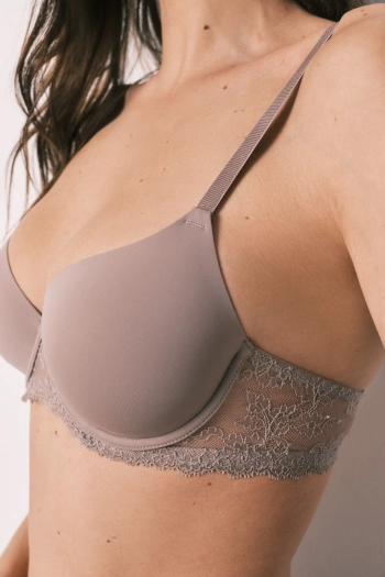 BEAUTIFUL Бюстгальтер класичний з мікрофібри та мережива, коричневий