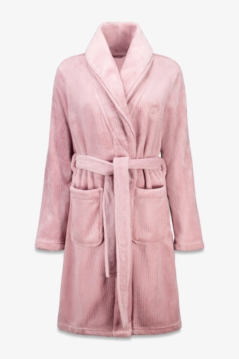 Рожевий оксамитовий халат міді з флісу