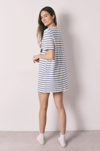 Короткая ночная сорочка Snoopy из хлопка в полоску