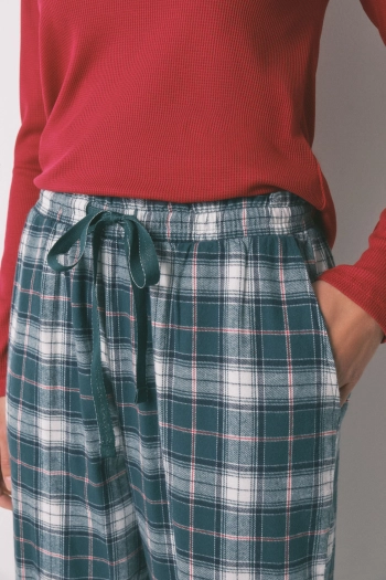 Довгі прямі штани зі 100% бавовняної фланелі