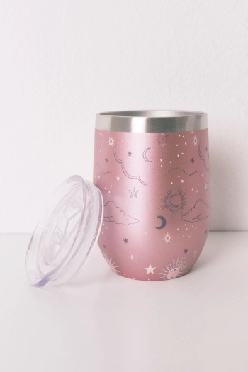 Розовая металлическая термокружка