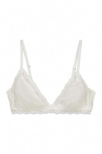NATURAL Білий трикутний бюстгальтер із мікрофібри та мережива