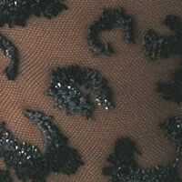 Чорний боді з тюлю з вишитим анімалістичним принтом