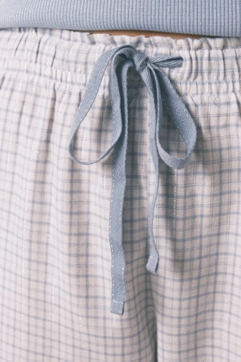 Довга піжама в синю клітинку з люрексом