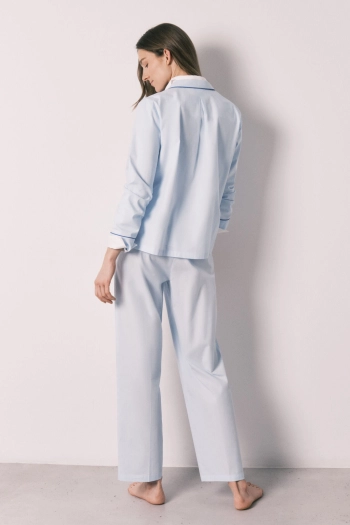 Синяя хлопковая пижама рубашечного кроя Hello Kitty