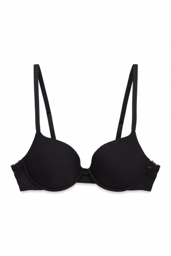 BEAUTIFUL Чорний класичний бюстгальтер з мікрофібри в рубчик