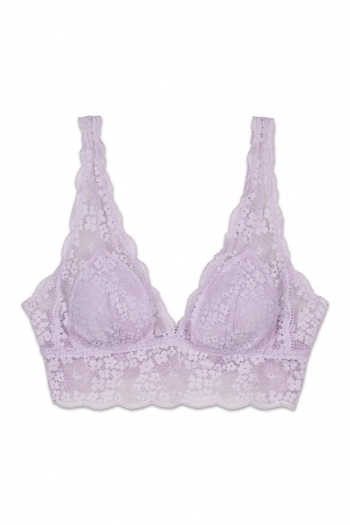 Бузковий бюстгальтер-бралетт халтер із мереживом