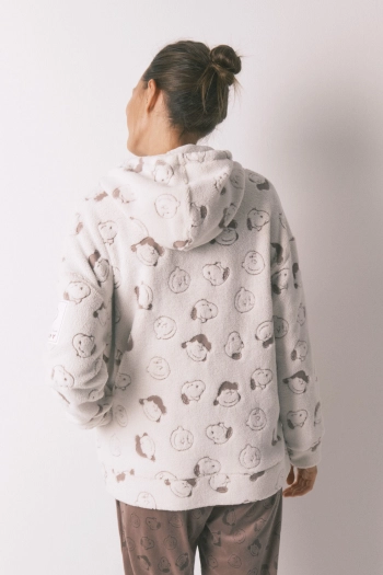 Білий короткий халат зі штучної овчини Snoopy