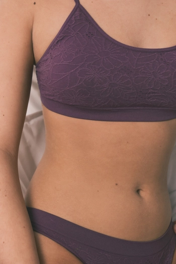 Топ-бюстгальтер бордового цвета с цветочным принтом