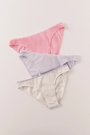 Набор из 3 классических трусов из хлопка: розовый, серый, синий